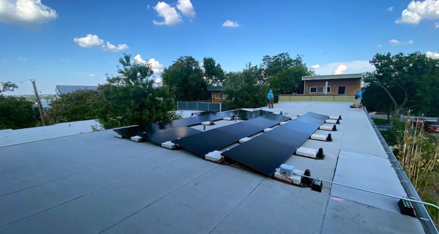 Rooftop solar array installed on an Austin-area home