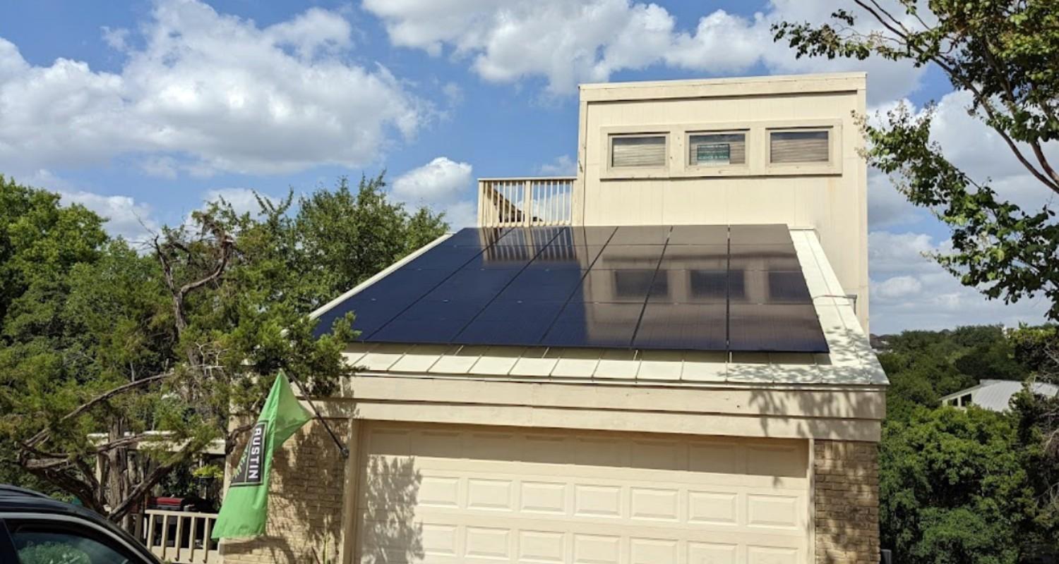 Rooftop solar array installed on an Austin-area home
